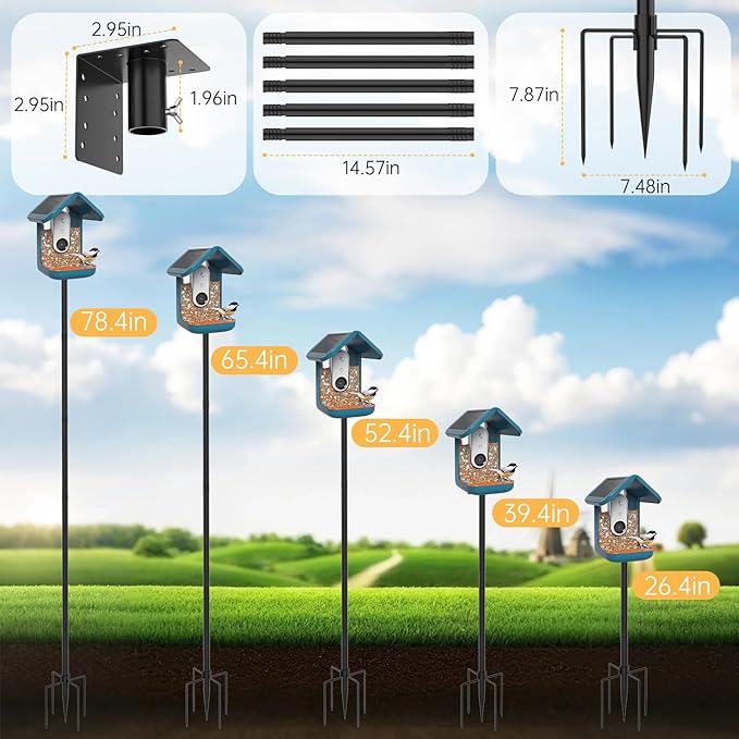 79 Inch Mounting Pole Compatible with Bird Buddy-5 Base Heavy Duty and Adjusatble Pole Mount Compatible with Bird Buddy