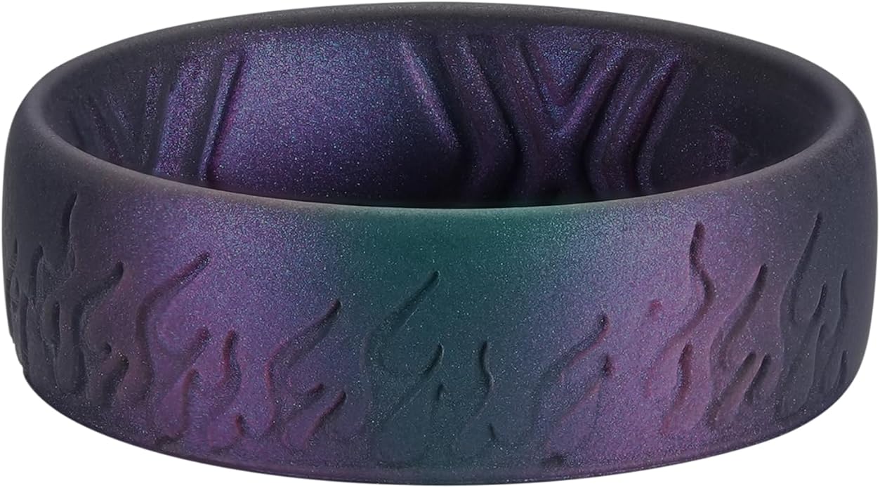King Will Silicone Ring for Men and Women, 1.8mm Ultra Thick 6.6mm Width, Dome Metallic Style Comfort Fit - Breathable Durable Flexible Wedding Band