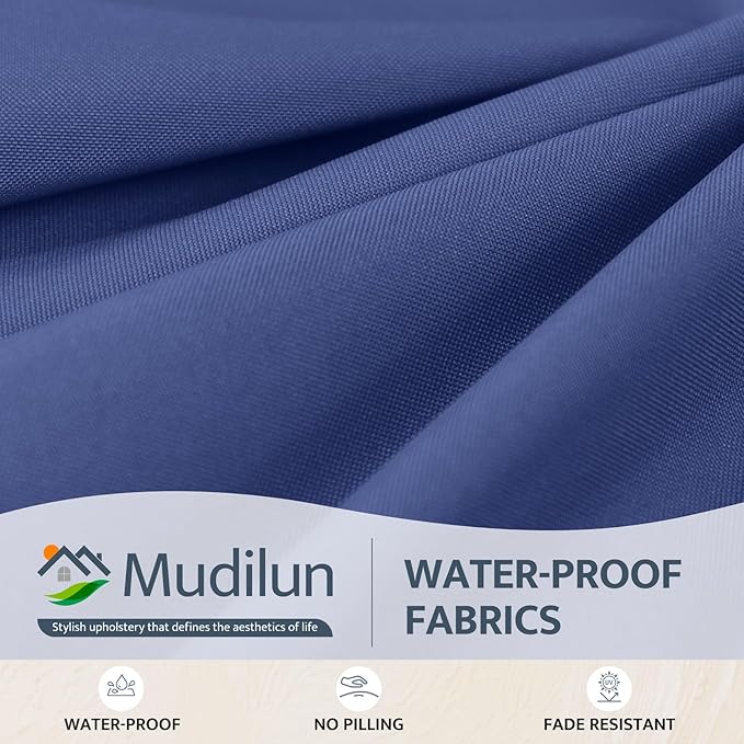 mudilun Outdoor Adirondack Chair Cushion High Weather Resistant Tufted Waterproof Rocking Chair Cushions Anti-Slip Thickened High Back Patio Seat Pads (Outdoor-Blue-White)