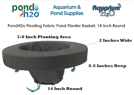 PondH2o Floating Aquatic Water Garden Pond Plant or Flower Fabric Planter Baskets, 10" Square & 14" Round, Aquaponics, Hydroponics | Value 2 Pack