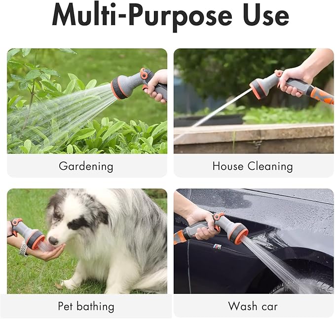 Garden Hose 50 ft x 5/8", Heavy Duty Water Hose 50 ft, Lightweight Water Hose with Handle,3/4" Male to Female Fittings, Burst 600 PSI