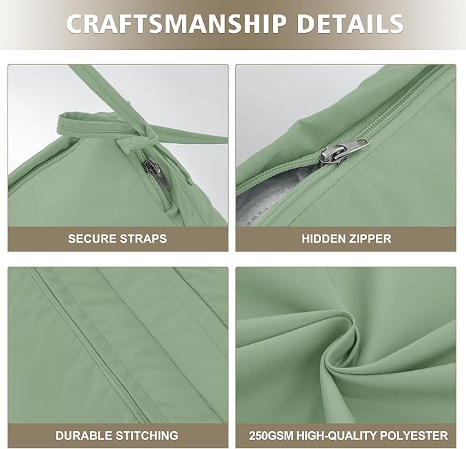 Chaise Lounge Cushion 72x21x3 Inch ?Set of 4 Outdoor Lounge Chair Cushions, Lounger Pad Replacement with Fade-Resistant, Removable & Machine-Washable Covers, Ideal for Patio Chaise Chairs, Sage Green