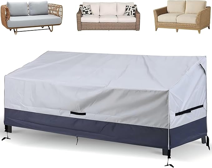 Bench Cover Loveseat Covers Outdoor Couch Cover, Heavy-Duty 2-Seater Waterproof Patio Furniture Sofa Covers (Gray-DarkGray, 60''x35''x31'')