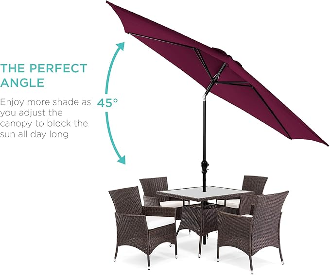 Best Choice Products 10ft Outdoor Steel Polyester Market Patio Umbrella w/Crank, Easy Push Button, Tilt, Table Compatible
