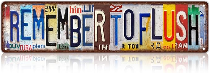 Vintage Remember To Flush Metal Tin Signs Street Signs Bathroom Wall Decor 16 x 4 Inches