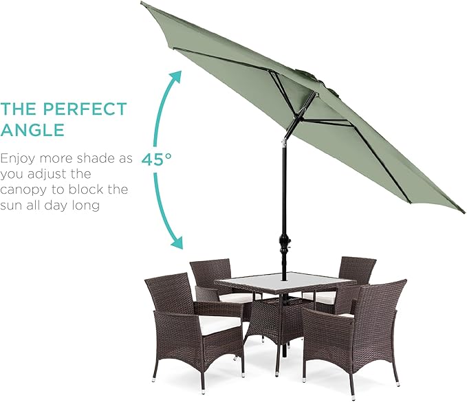 Best Choice Products 10ft Outdoor Steel Polyester Market Patio Umbrella w/Crank, Easy Push Button, Tilt, Table Compatible