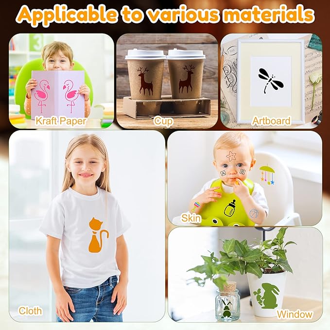 Fainne 100 Pcs 2 Inch Stencils Small Stencils for Painting on Wood Reusable Painting Templates Crafts for DIY Scrapbook, Wood, Wall, Fabric, Rock, Chalkboard, Sign(Cute Baby Animal)