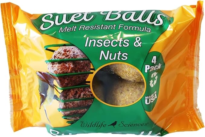 Wildlife 313920 16 oz Sciences 436 Suet Balls Birds Food - Insects & Nuts MP6 - Pack of 4