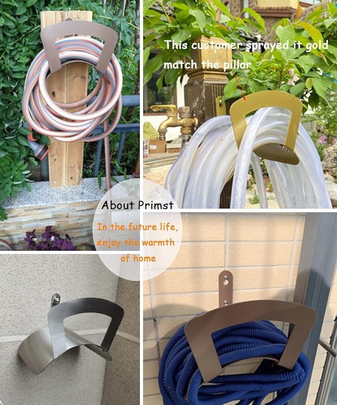 Garden Hose Holder Wall Mount Hose Hanger Heavy Duty Metal Hose Bracket Water Hose Storage Organizer Durable Hose Holders (Stainless Steel)