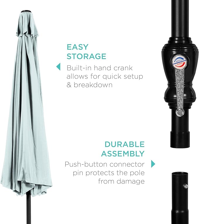 Best Choice Products 10ft Outdoor Steel Polyester Market Patio Umbrella w/Crank, Easy Push Button, Tilt, Table Compatible