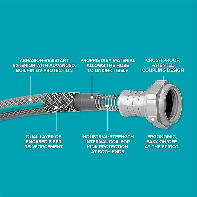 Gilmour AquaArmor Garden Hose, Lightweight, Kink Free, Drinking Water Safe, 1/2" x 25'