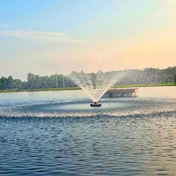 Pond Fountain Aerator 1HP 110V 750W - pond fountain- pond aerator 15,000 GPM - Includes 100-foot Power Cord - Features Tow Rope Steel Anchoring Pin Timer - Suitable for Ponds and Lakes