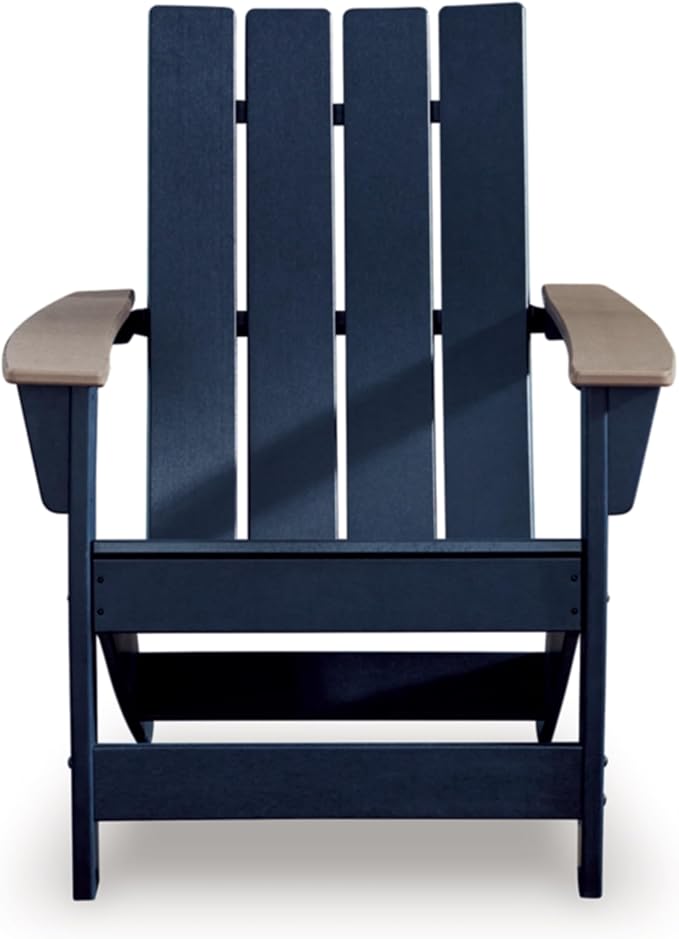 Signature Design by Ashley Mabry Shores Coastal MEGA-TUFF™ HDPE Weather Resistant Outdoor Adirondack Chair with Slat Back, Blue & Beige