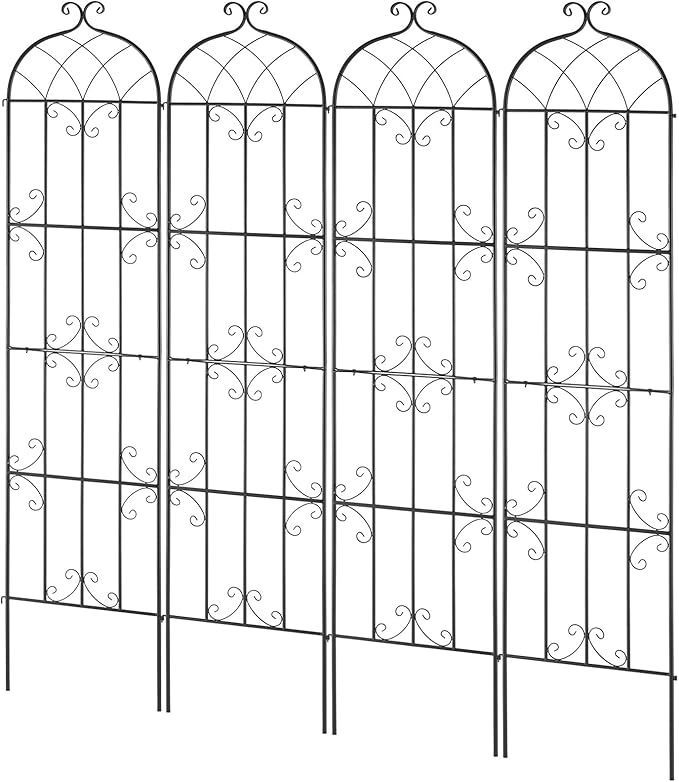 VEVOR Garden Trellis for Climbing Plants, 87 x 20 in, 4 Packs Rustproof Metal Garden Flower Rose Trellis, Outdoor Climbing Clematis Trellis Cucumbers Support for Courtyards Lawns