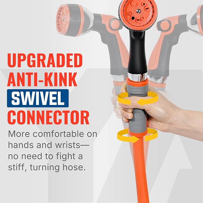 YAMATIC 5/8 in x 15 ft Female-to-Female Short Garden Hose, 2-in-1 Dual Use with Solid Brass Swivel Fitting, All-Weather, 600 PSI Burst