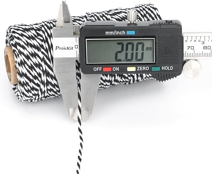 G2PLUS White and Black String, 2MM 328 Feet Cotton String, White Black Cotton Twisted Twine for Halloween, Christmas Gift Wrapping, Macrame, Bakers, DIY Arts and Crafts, Home Decor