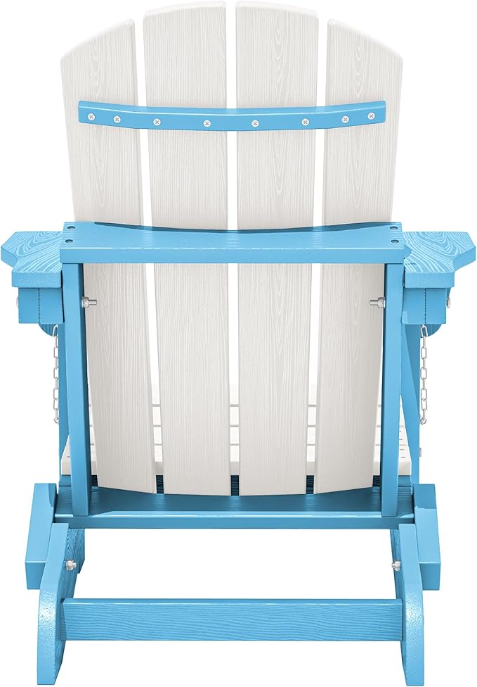 SERWALL Kids Adirondack Chair, HDPE Adirondack Chair for Children,All-Weather Resistant for Patio, Garden, Backyard - White and Light Blue