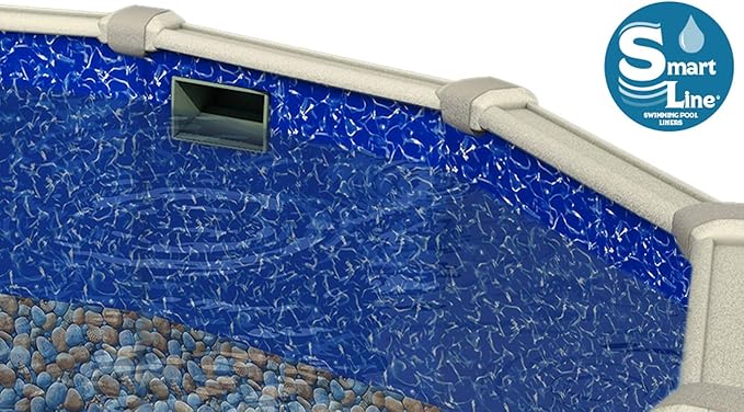 Lake Effect Pools 'Galeria' 24' Foot Round Above Ground Swimming Pool | 52" Inch Height | Bedrock Overlap Liner and Wide Mouth Skimmer Bundle | Resin Protected Steel-Sided Walls