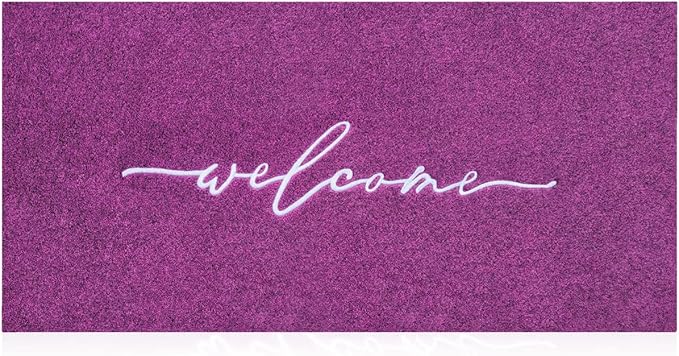 AAZZKANG Purple Outdoor Mat Front Door Indoor Welcome Doormat Long 18"x48",Anti-Slip Rubber Door Mat,Low-Profile Design Entrance Mats Decorative