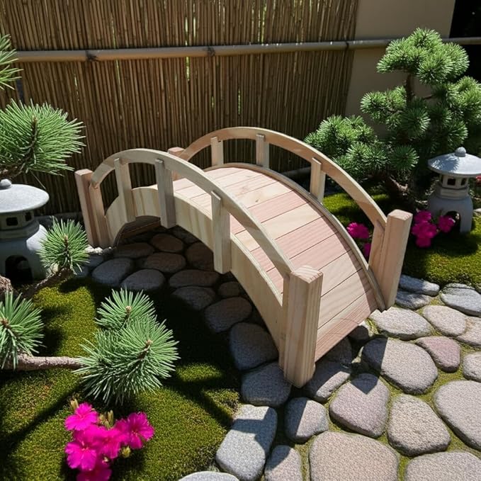SamsGazebos Miniature Japanese Wood Garden Bridge 25 Inches Unfinished