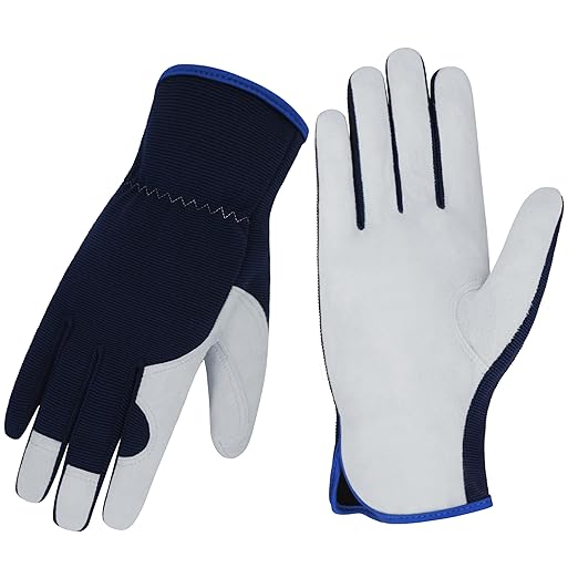 Gardening Gloves, Garden Gloves for Women and Men, Thorn Proof Working Gloves, Durable Leather Work Garden Gloves for Yard & Outdoor Work, Blue, XL