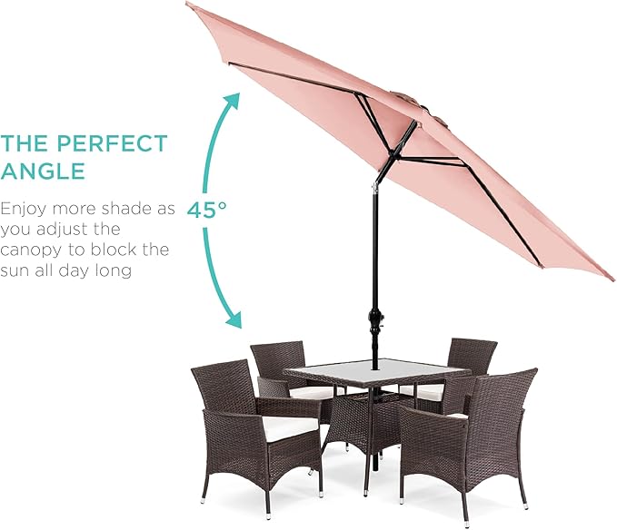 Best Choice Products 10ft Outdoor Steel Polyester Market Patio Umbrella w/Crank, Easy Push Button, Tilt, Table Compatible
