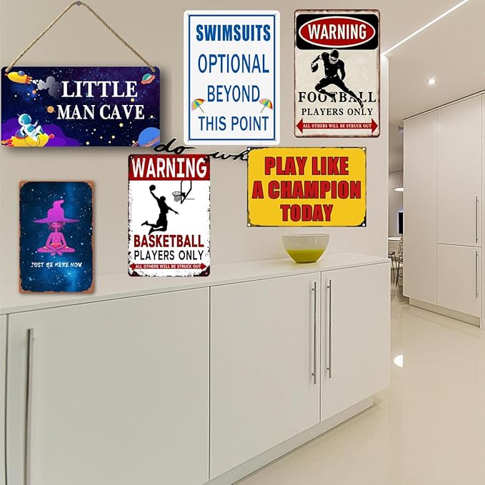 Football Tin Sign Football Decor Gifts For Boys 8-12 Football Posters For Boys Kids Bedroom Stuff Wall Signs Warning Football Players Only All Others Will Be Struck Out 12x8 Inches