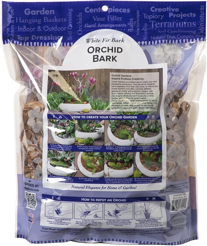 SuperMoss (23114) Orchid Potting Bark,Natural,4 quarts,(Pack of 8)