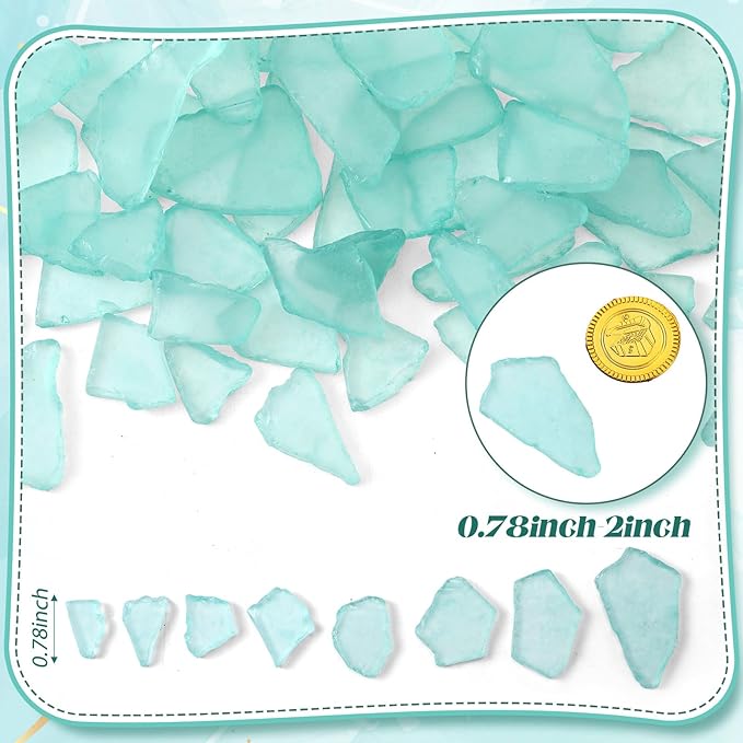 Jetec 11 oz Sea Glass for Crafts Pieces Decor Flat Frosted Sea Glass Vase Filler Crushed for Beach Wedding Party Decor Home Aquarium DIY Craft Supplies(Blue Green)