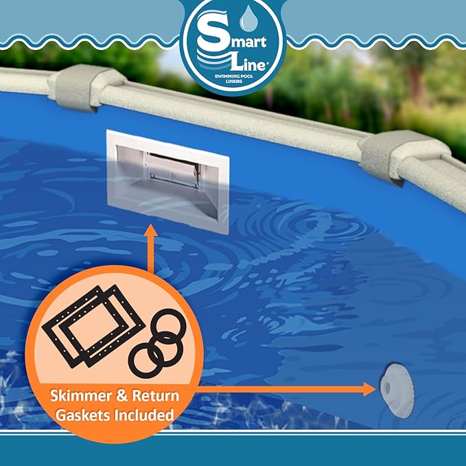 Smartline 21 ft Round Swimming Pool Liner | Swirl Bottom | Overlap Style | 48-52 Inch Wall Height | 20 Gauge Vinyl | for Steel Sided Above Ground Pools | Gasket Kit Included