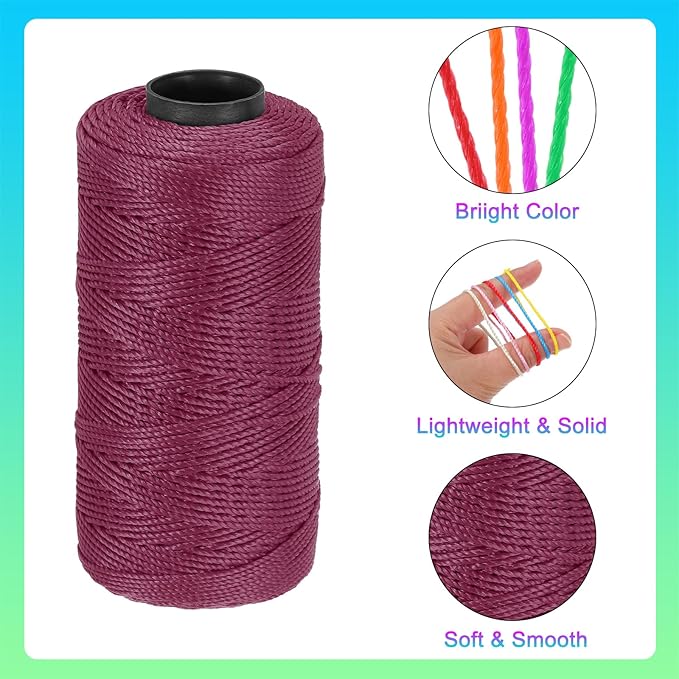 MECCANIXITY Nylon String 3 Strands Twisted Mason Line 1.5mm x 218 Yards Nylon Twine String for DIY Projects, Home Improvement, Gardening, Gift Wrapping, Christmas Party Supplies, Skin Pink