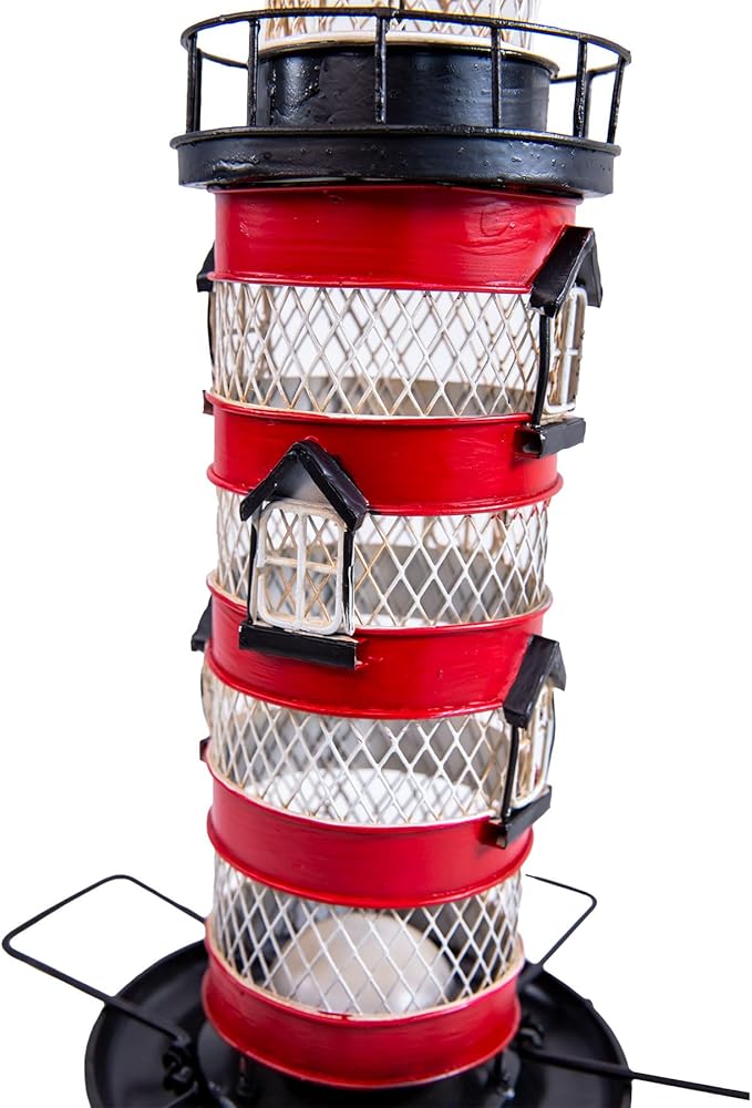 Berfutall-Metal Bird Feeders for Outdoors Hanging, Gravity Protection Squirrel-Proof Wild Birdfeeder，Mesh Hanging Feeder for Eaves, Balcony, Trees - Rotating Beacon, Ideal Gift for Bird Lovers (A)