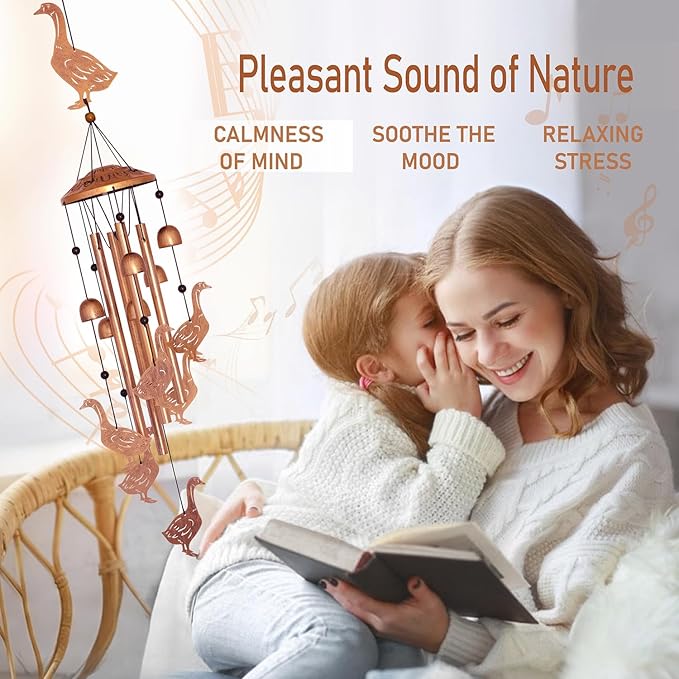 Goose Wind Chimes for Outside, Metal Windchimes Outdoors, Goose Gifts for Women/Men, Memorial/Birthday Gifts, Garden Decor for Outside, Patio or Yard, Durable Chimes for Outdoors