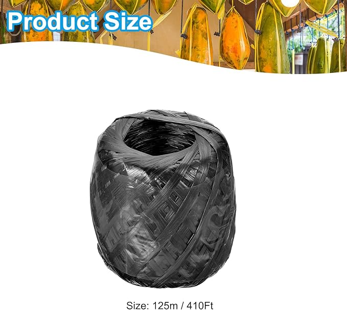 PATIKIL 125m/410Ft Polyester Nylon Plastic Rope, Twine Household Bundles Ropes Roll for Gardening Packing Crafting DIY, Black