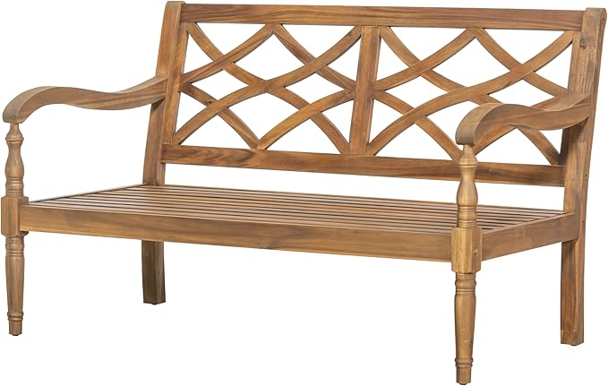 Christopher Knight Home Alice Acacia Wood Outdoor Loveseat, Wooden Patio Loveseat Sofa, Patio Furniture 2-Seater Sofa with Thick Cushions, Comfy Lounge Sofa Outdoor for 2 People, Beige + Natural