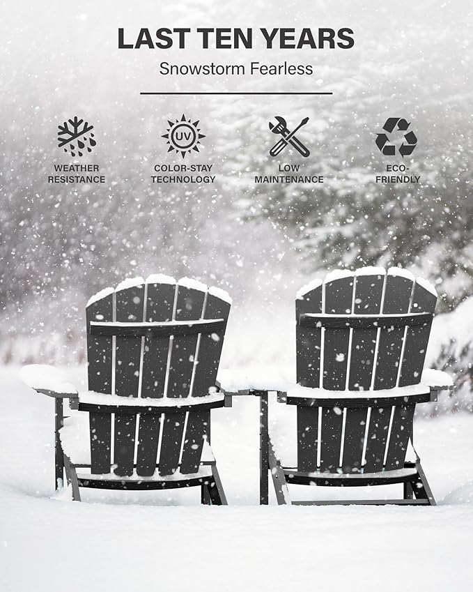 YEFU Adirondack Chairs Set of 6: Plastic Adirondack Chairs - Patio Chairs with Wood Texture - Outdoor Chair HIPS - Lawn Fire Pit Deck Porch Garden Chairs for Adults (Dark Grey)