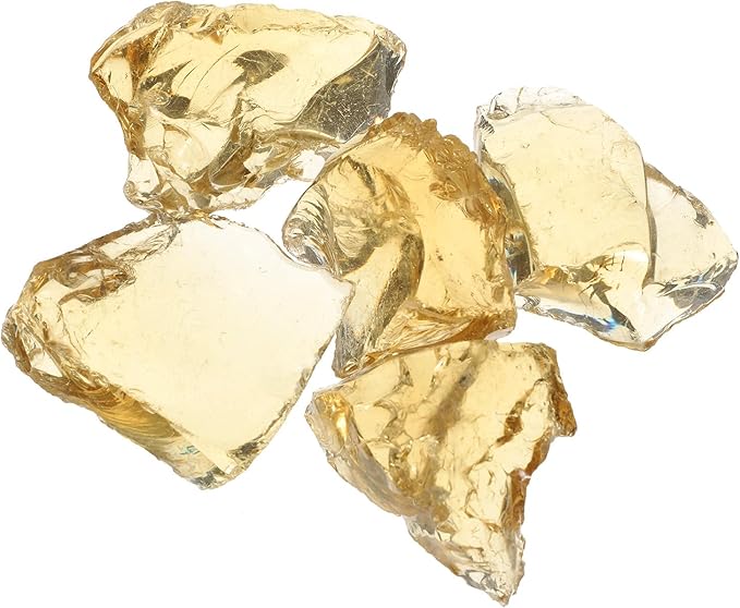 uxcell Fire Glass for Fire Pit, 5-8cm(2"-3.1") High Luster Reflective Glass Rocks for Natural or Propane Fireplace, Safe for Outdoors and Indoors Fire Pit Glass, Yellow, 400g/14oz