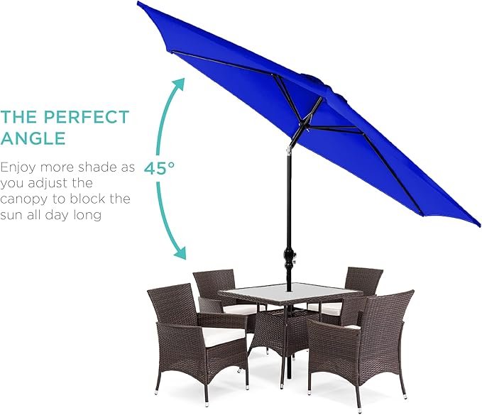 Best Choice Products 10ft Outdoor Steel Polyester Market Patio Umbrella w/Crank, Easy Push Button, Tilt, Table Compatible