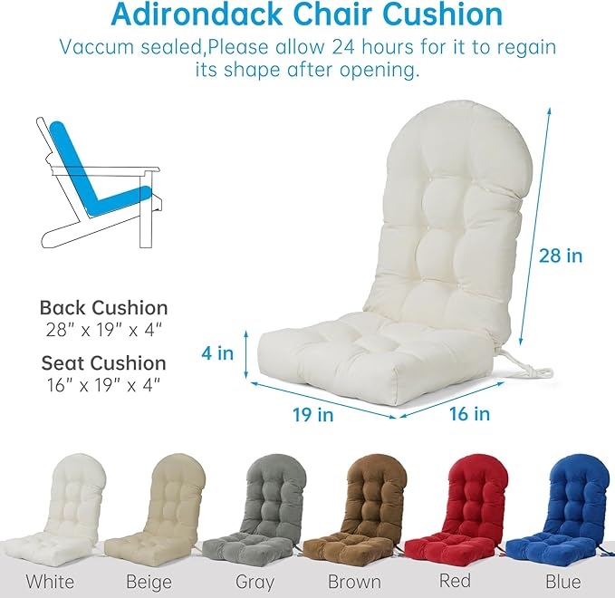 Rocking Chair Cushions Set - Non-Slip Adirondack Chair Cushions with Ties Indoor/Outdoor Rocking Chair Pad for Living Room, Bedroom, Balcony, Office