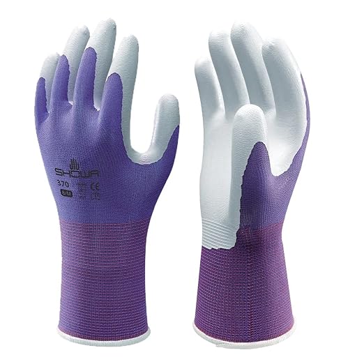 SHOWA Atlas 370 Nitrile Palm Coated General Purpose Work Gloves with Nylon Liner, Purple, X-Small (1 Pair)