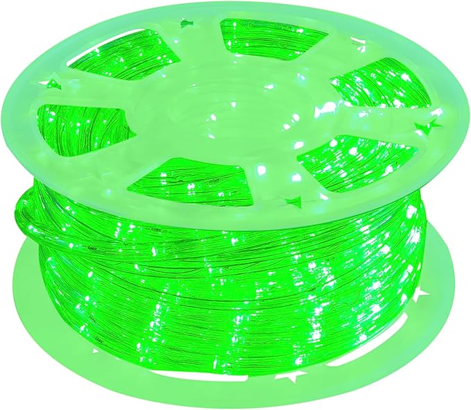 Waterproof LED Rope Lights, Connectable & Flexible with 8 Modes, Outdoor Lighting for Deck, Garden, Pool, Patio & Christmas Decor (Green, 100ft)