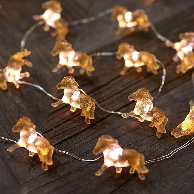Outdoor Solar Lights Garden Light Cute Decorative Fairy Solar String Light Waterproof Horse Gifts for Women Novelty Pony Lights 40LEDs 14ft Xmas Yard Patio Window Balcony Thanksgiving Decor