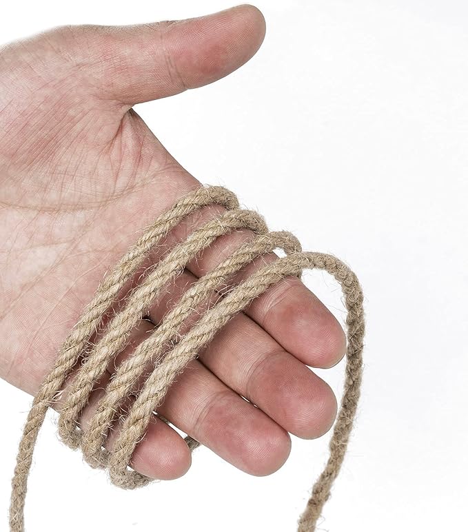 5mm Jute Twine, Large Roll of Natural Jute Rope 328 Feet, Heavy Duty and Thick Twine Hemp Rope for DIY Arts Crafts, Gardening, Bundling，Home Decorating, Cat Scratching Post