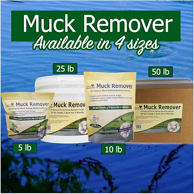 Muck Remover Pellets 25 lb Pond Tablets Treat 6.25 Acres - Lake Muck Remover, Pond Sludge Reducer | Farm Pond Treatment