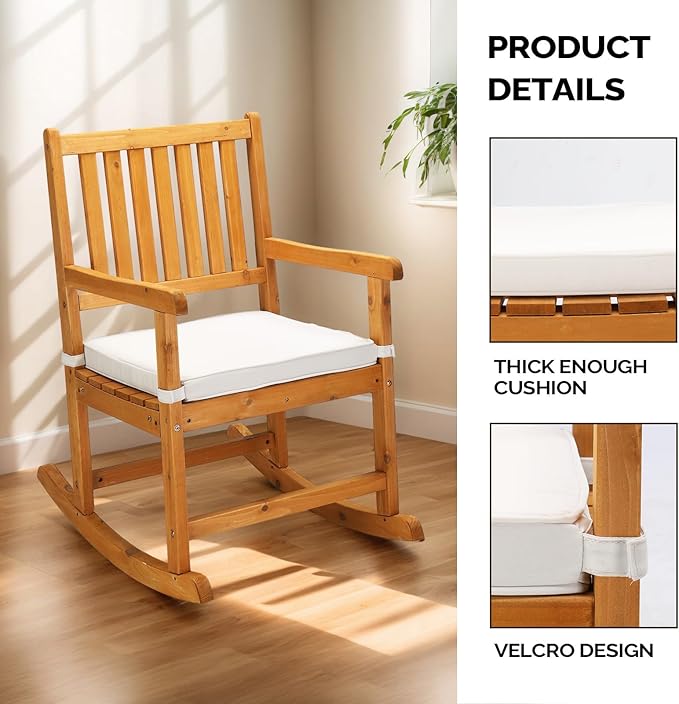 VINGLI Oversized Rocking Chair, Wooden Rocking Chair with High Back, Outside Porch Rocking Chair for Patio, Yard, Garden, 550 LBS, Teak (Teak, 2 PCS)