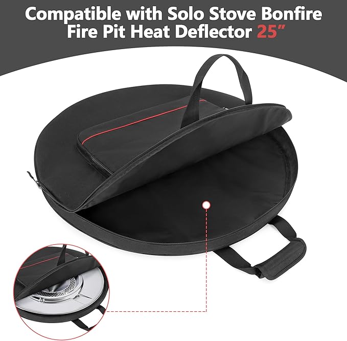 Heat Deflector Carrying Bag Compatible with Solo Stove Bonfire Heat Deflector 25”, Protective Accessory Bag with Handle & Pocket for Heat Deflector Transport and Storage, Dia: 26.5”, Medium