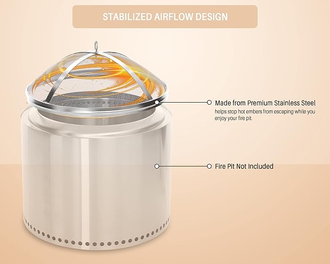 Fire Pit Spark Cover Compatible with Solo Stove Bonfire Size Fire Pit, Easy to Lift Stainless Steel Fire Pit Spark Screen Accessories (Stainless Steel Spark Screen)