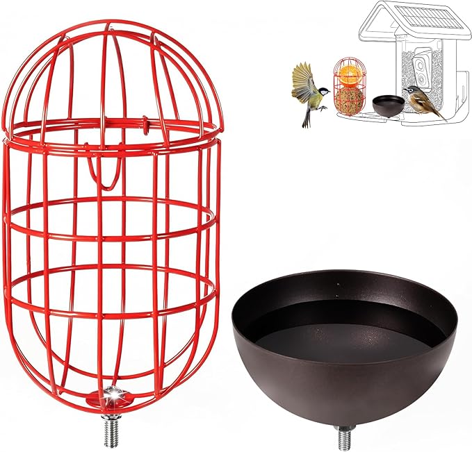 SheeChung Metal Suet Ball Holder Compatible with Bird Buddy,Birds Water Feeder for Outdoor,Smart Feeders Replacement Part with 5mm Screw Hole,2-in-1 Nutrition Set for Bird Feeders,Easy to Clean&Refill
