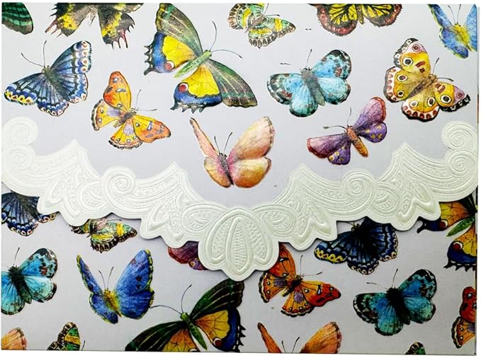 Poster Foundry Set of 3 - Butterfly Boxed Note Cards by Carol Wilson. 10 embossed 4x5 Die-Cut Notecards and Matching Envelopes in Decorative Gift Box with Magnetic Flap. NCP2503