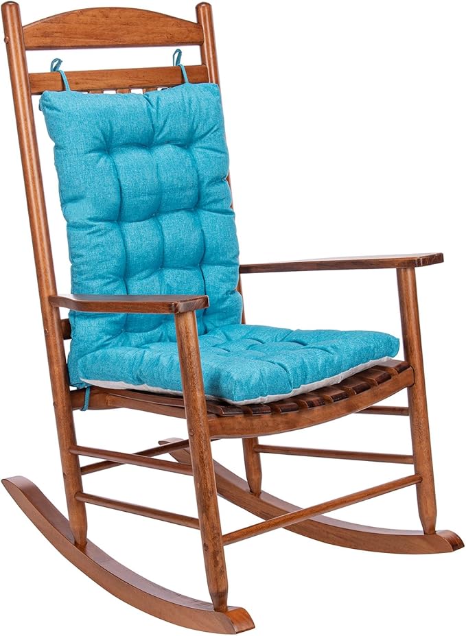 Rocking Chair Cushions Comfortable Tufted Seat Cushion Pads Non-Skid Backed Set of Backrest Cushion and Seat Bottom for Porch Rocker Adirondack Chair (SkyBlue, Backrest-24X17,Bottom-17x17)